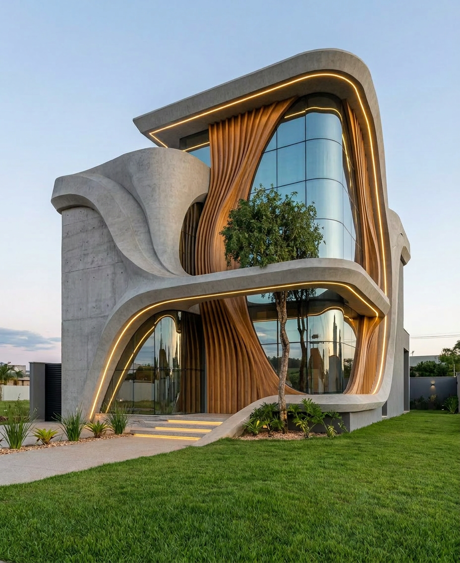 Sculptural residential exterior